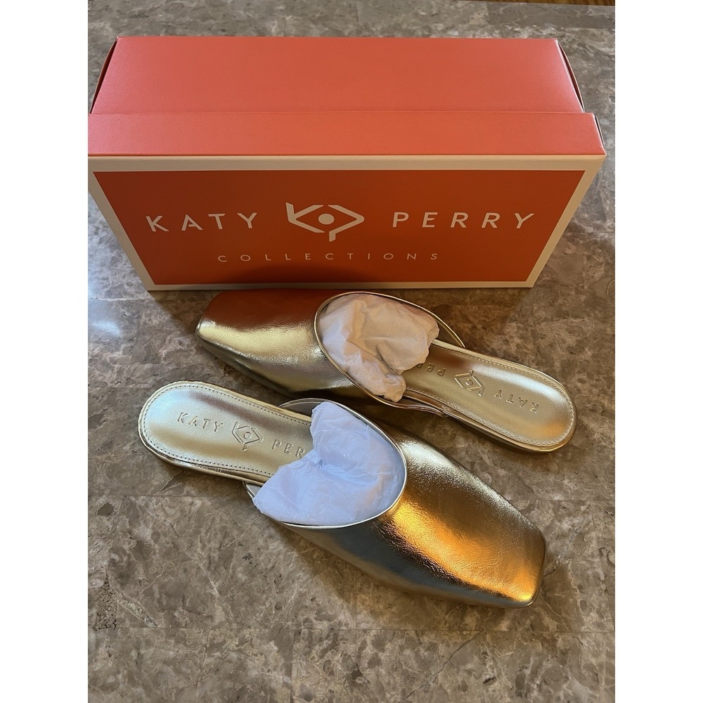 Katy Perry Women's Sz 10 Evie Mule Textured Faux Nappa GOLD Slide On  Shoes  NEW - Picture 6 of 7